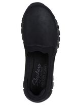 SKECHERS, klassiche Damen-Slipper, aus Synthetik und elastischem Strick-Material SCHWARZ