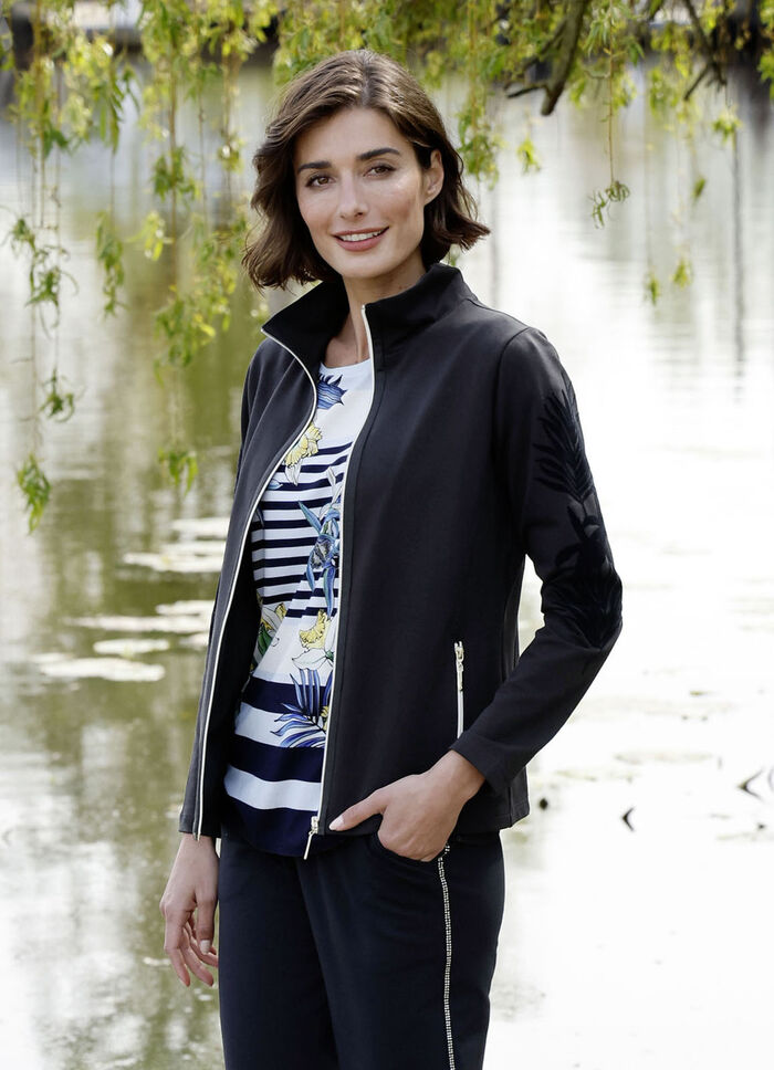 Sweatjacke mit floralem Druck