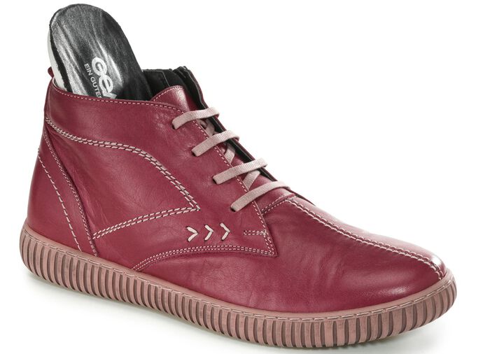 Gemini Schn&uuml;r-Bootie mit Ziern&auml;hten RUBINROT