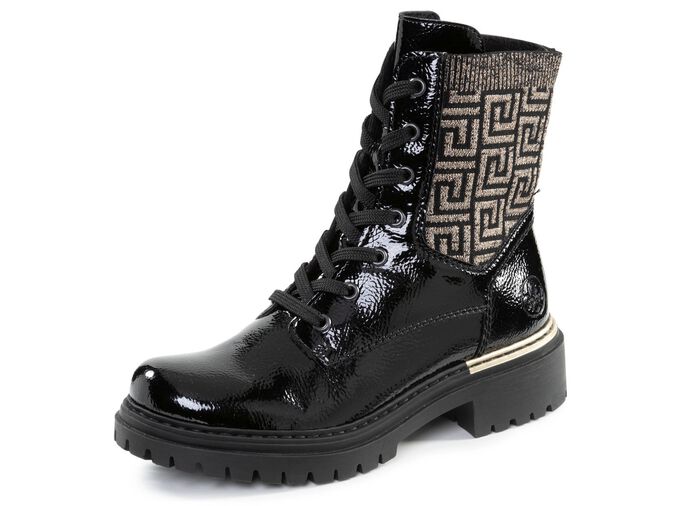 Rieker, stylische Damen-Stiefeletten, Winterschuhe, mit Rei&szlig;verschluss SCHWARZ-GOLD
