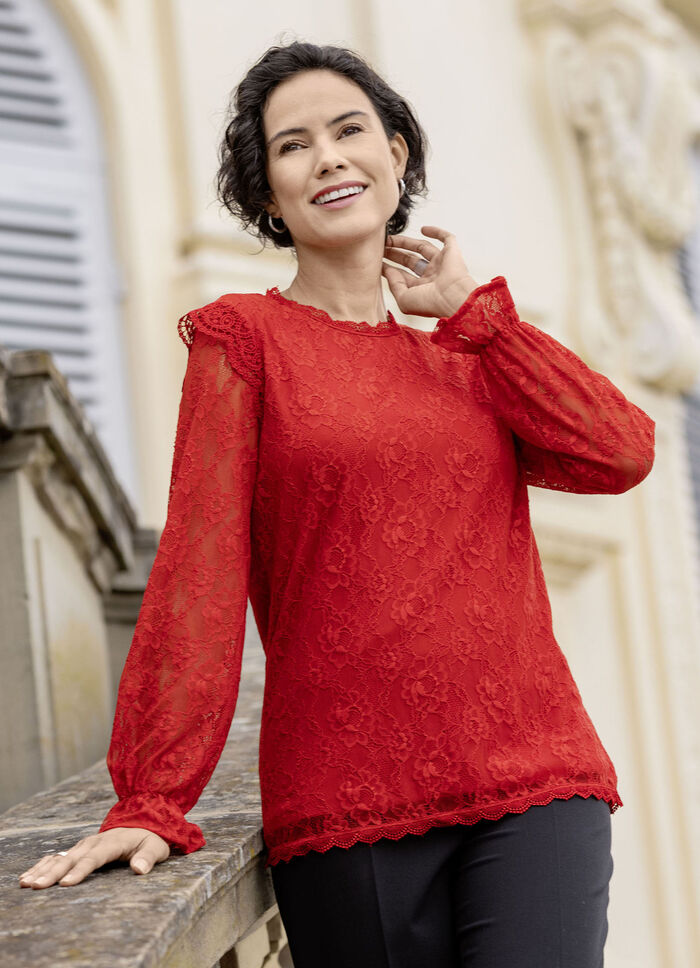 Spitzenshirt in 2 Farben ROT