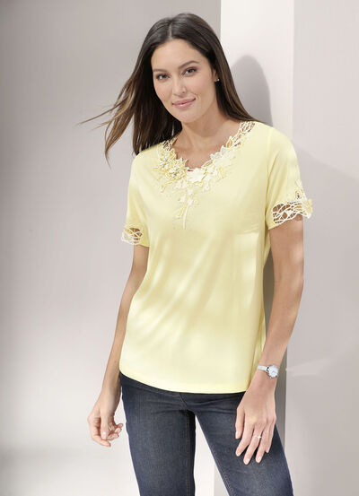 Shirt mit floraler Spitze in 5 Farben 