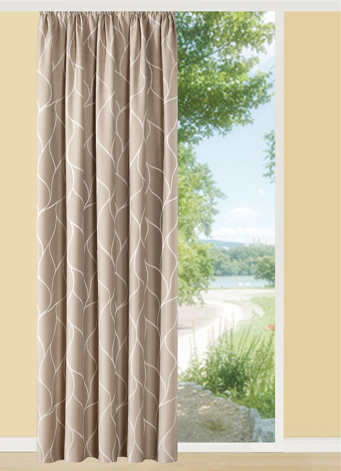 &Uuml;bergardine mit sch&ouml;nem Wellendessin BRAUN