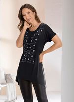 Longshirt mit überschnittener Schulterpartie SCHWARZ