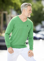 Modischer V-Pullover in 6 Farben GR&Uuml;N MELIERT