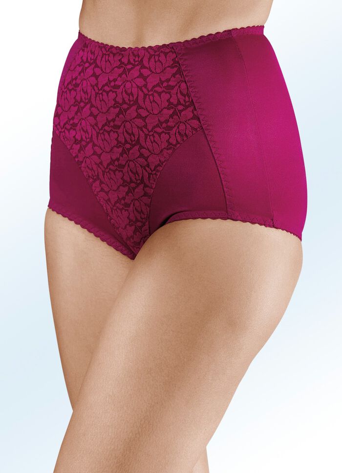 Zweierpack Miederhosen mit Spitzeneinsatz 1X BORDEAUX, 1X SCHWARZ