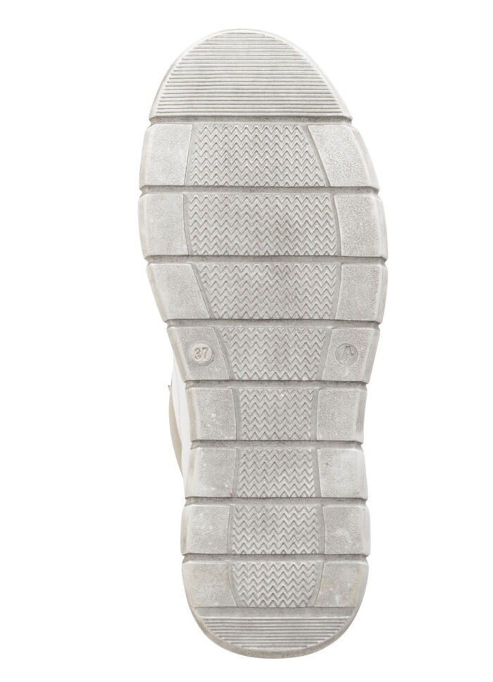 Gemini Schnür-Bootie aus weichem Rind-Nappaleder WEISS-TAUPE