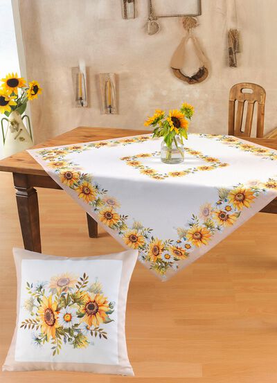 Tisch- und Raumdekoration mit Sonnenblumen-Motiv 