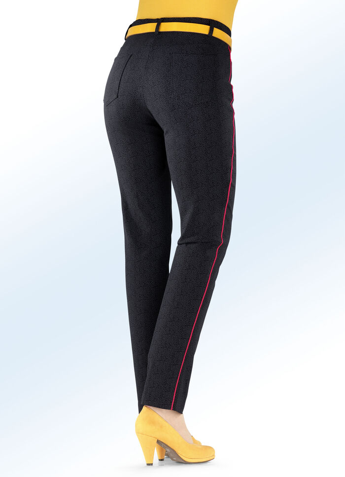 Hose in dezenter Fischgrat-Optik SCHWARZ-GRAFIT-ROT