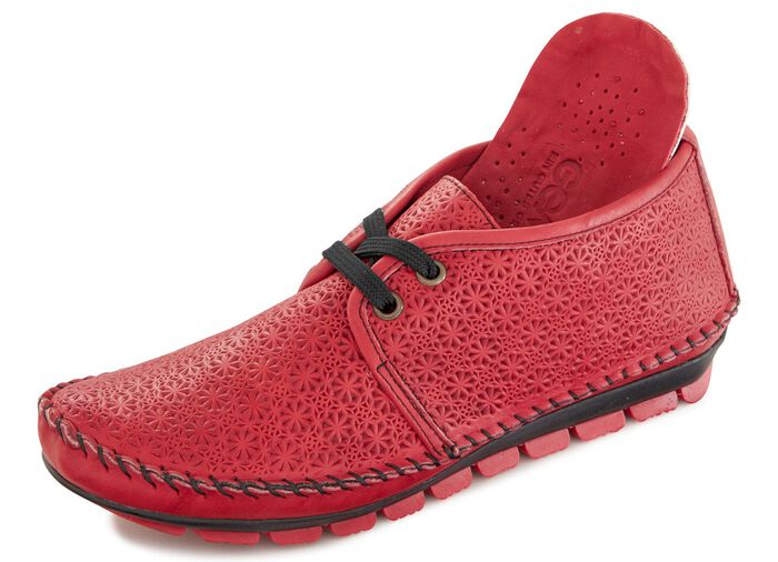 Gemini Mokassin-Schn&uuml;rschuh mit effektvoller Pr&auml;gung ROT