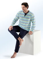 Zweierpack Schlafanz&uuml;ge mit Knopfleiste und garngef&auml;rbtem Ringeldessin 