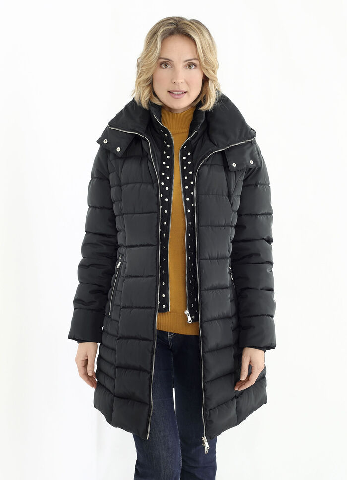 Longjacke mit Riegel an der abnehmbaren Kapuze 