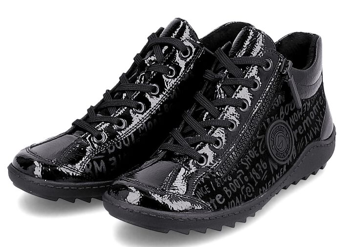 Remonte Schn&uuml;r-Bootie aus Crashlack 