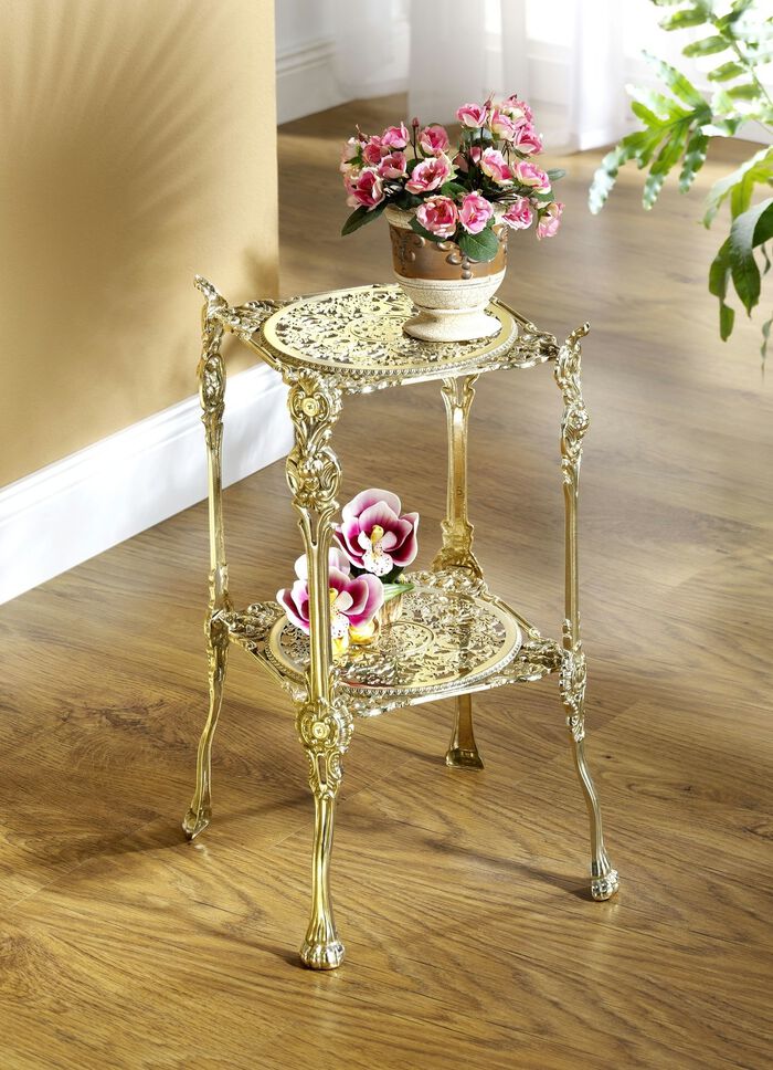 Beistelltisch aus massivem, poliertem Messing 