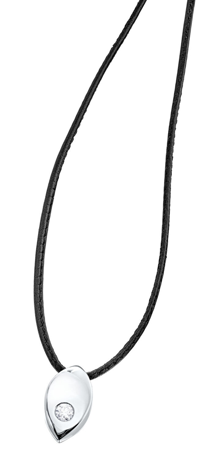 Anhänger mit lupenreinem Brillant und Lederhalsband 