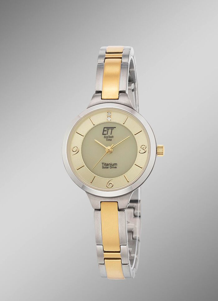 ETT-Solar-Damenuhr ELT-12148-61M mit Titanbandgeh&auml;use 