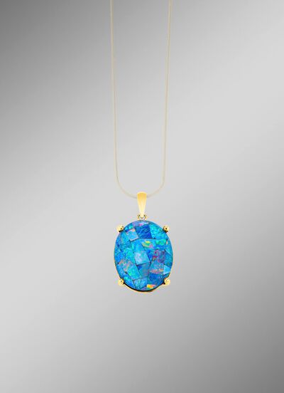 Anh&auml;nger mit Mosaik-Opaltriplette, beh. 