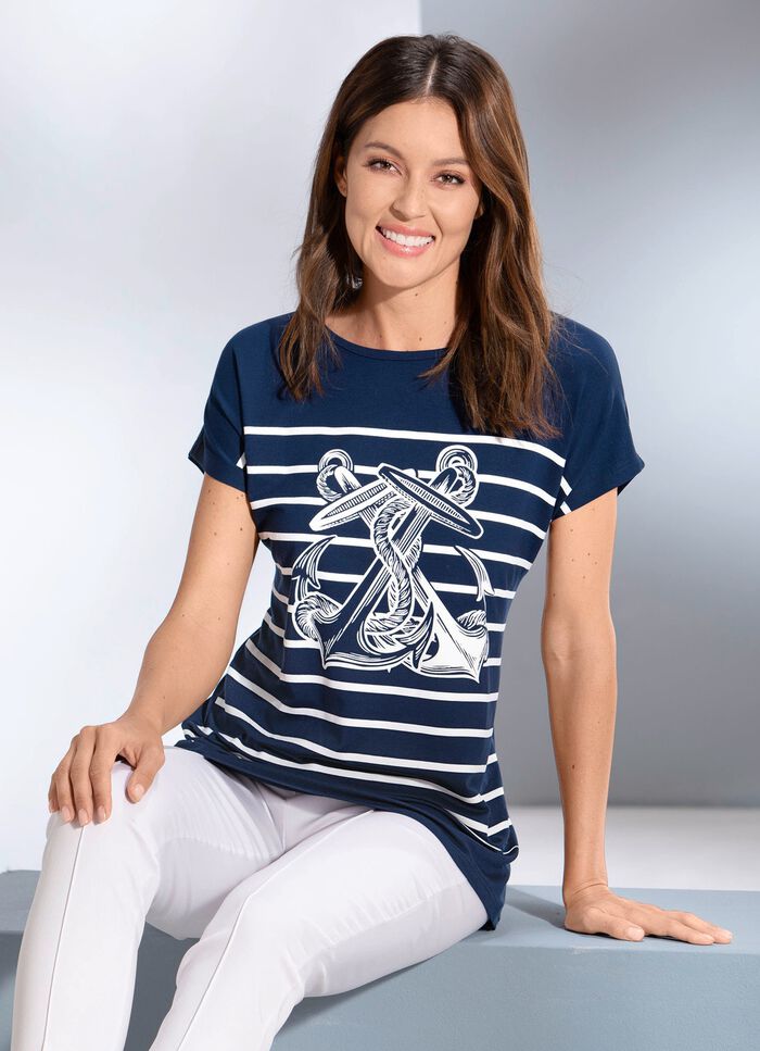 Shirt mit maritimen Druck MARINE-WEISS