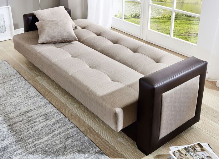 Schlafsofa Inklusive Kissen BRAUN-BEIGE