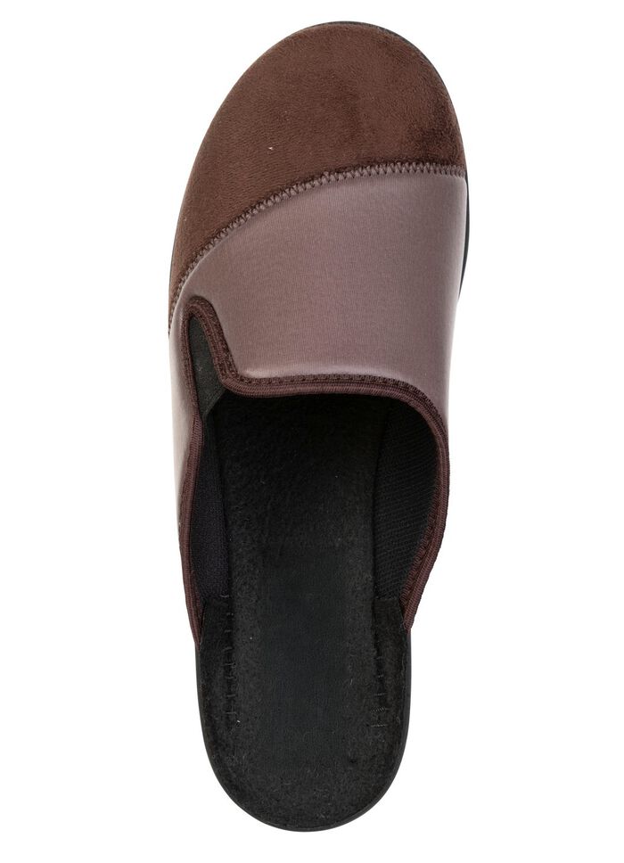 Bequeme Herren-Hausschuhe, Weite H, mit Gummizug BRAUN