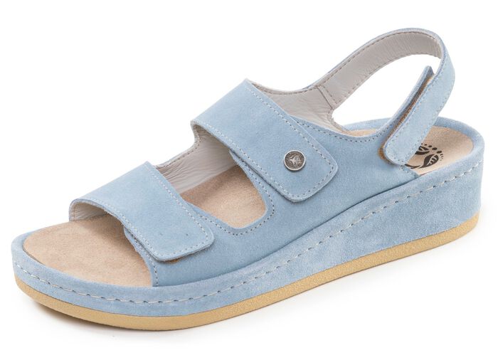 Mubb, bequeme Damen-Sandalen, Weite H, mit herausnehmbarem Fu&szlig;bett BLEU