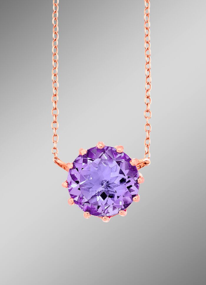 Funkelnde Halskette mit echt Amethyst 
