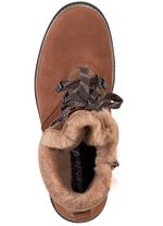 Waldl&auml;ufer Schn&uuml;r-Stiefelette mit kuscheligem Kragen aus Lammfell BRAUN