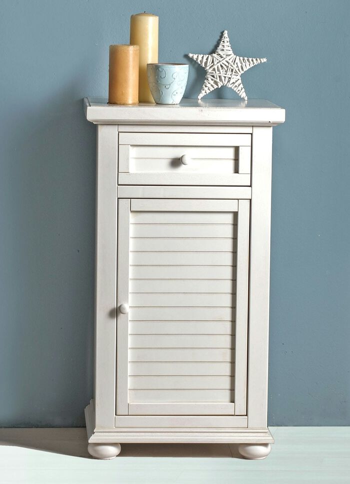 Teilmassive Kommode, 1-t&uuml;rig, in Antik Wei&szlig; 