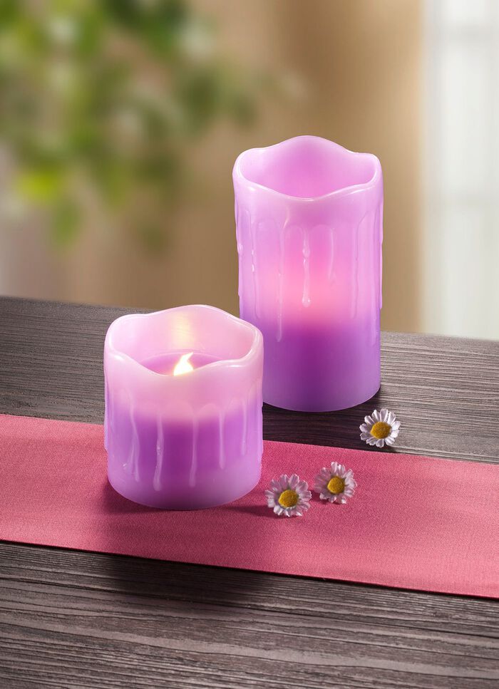 LED-Echtwachszerzen mit Duft LILA