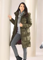 Daunen-Kurzmantel mit abnehmbarer Kapuze OLIV