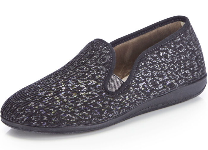 Laurina Textil-Hausschuh in Cord-Optik SCHWARZ