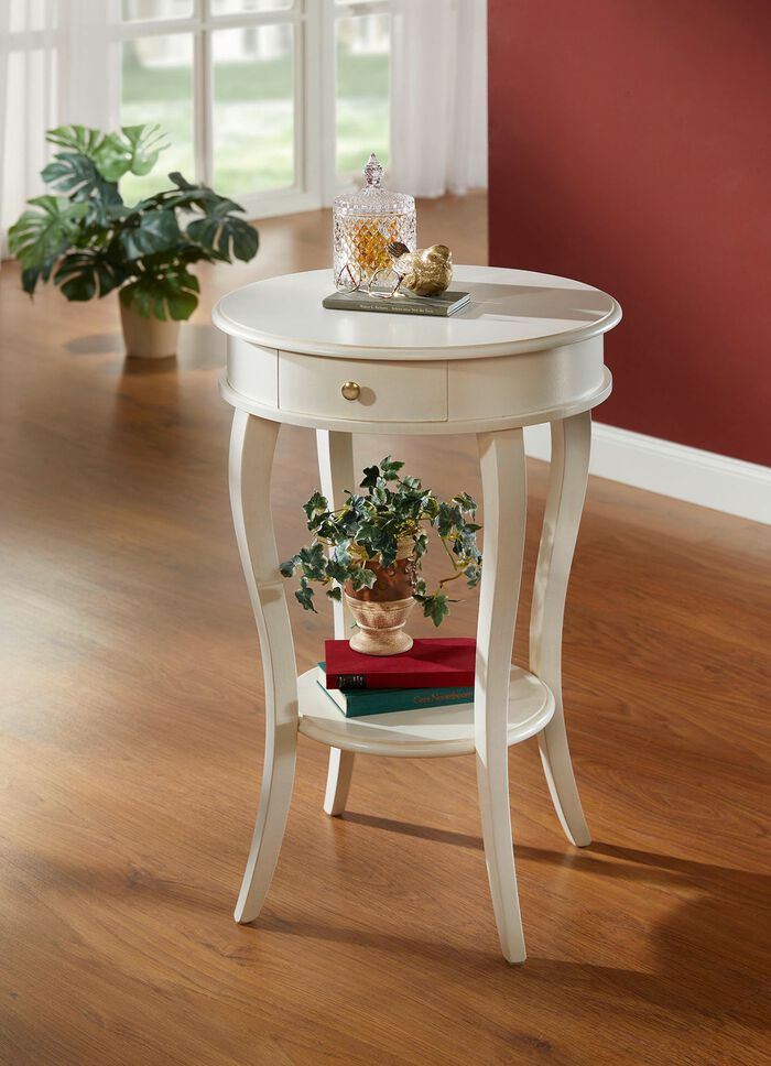 Beistelltisch mit Schublade und zus&auml;tzlicher Ablage 