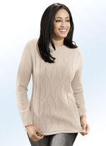 Pullover mit Strukturmix BEIGE