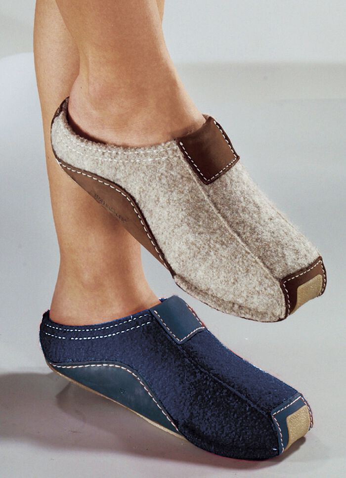 HAFLINGER Hausschuh, Walkstoff aus Schurwolle BEIGE