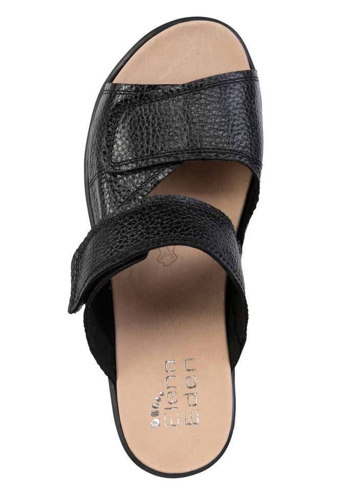 ELENA EDEN, bequeme Damen-Pantoletten, Weite H, mit herausnehmbarem Fu&szlig;bett SCHWARZ