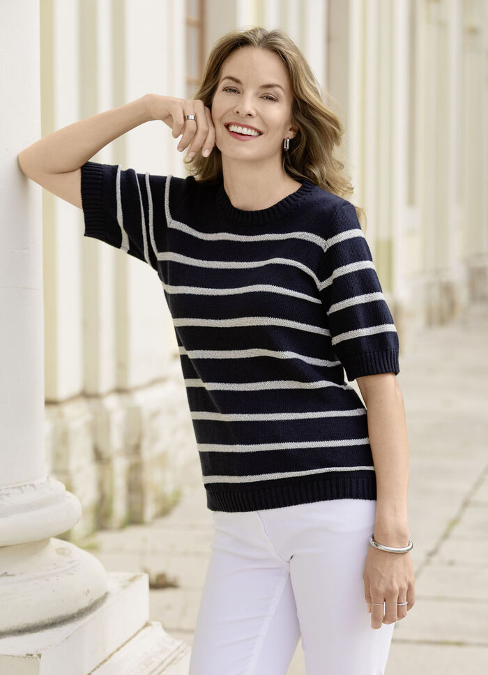 Pullover mit edlen Glitzerstreifen 