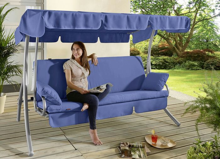 Hollywood-Schaukel mit Gestell aus verzinktem Stahlrohr 