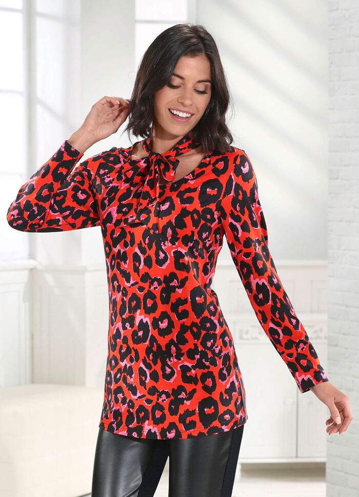 Shirt mit attraktivem Bindeband am Halsausschnitt 