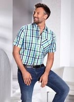 Kariertes Hemd mit Brusttasche in 2 Farben GR&Uuml;N-BLAU-WEISS KARIERT
