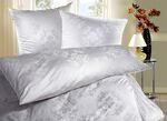 Mako-Brokat-Damast Bettw&auml;sche-Garnitur WEISS