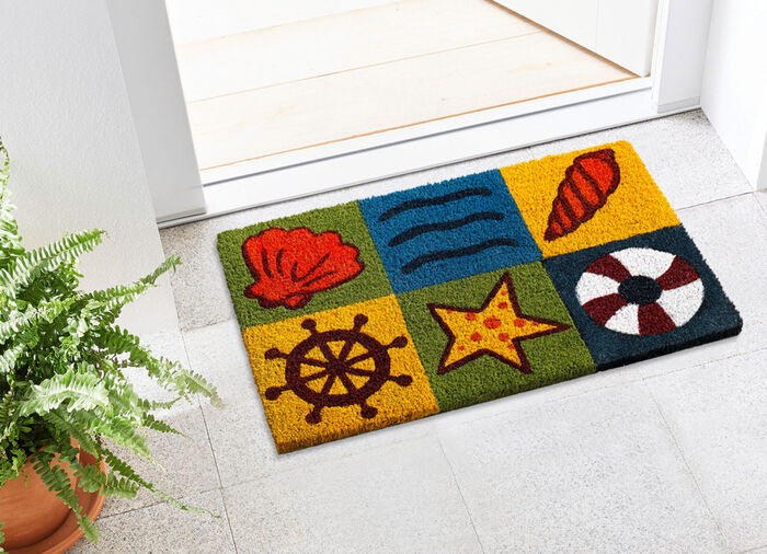 Maritime Fu&szlig;matte in Patchwork-Optik 