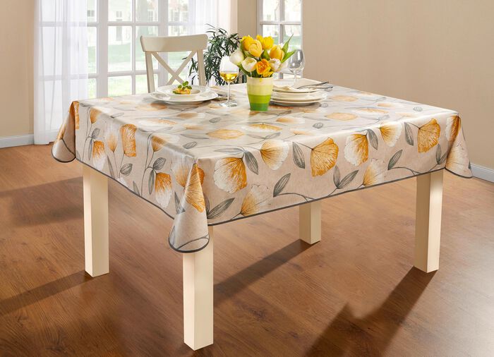 Wachstuch-Tischdecke mit Ginkgo-Motiven 
