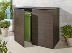 Doppel-M&uuml;lltonnenschrank mit witterungsbest&auml;ndigem Kunststoffgeflecht BRAUN