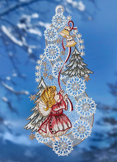 Fensterbild aus echter Plauener Spitze 