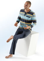 Vorteilspack: Schlafanzug und Shorty mit Knopfleiste, Brusttasche und Ringeldessin 