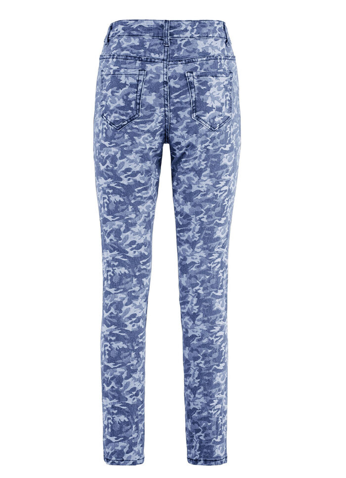 Jeans mit Camouflage-Dessinierung BLAU-HELLBLAU