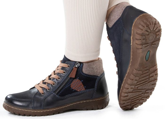 ELENA EDEN Schn&uuml;r-Bootie aus Leder-Materialmix 