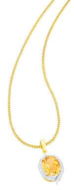 Anh&auml;nger mit echt Citrin und Diamanten 