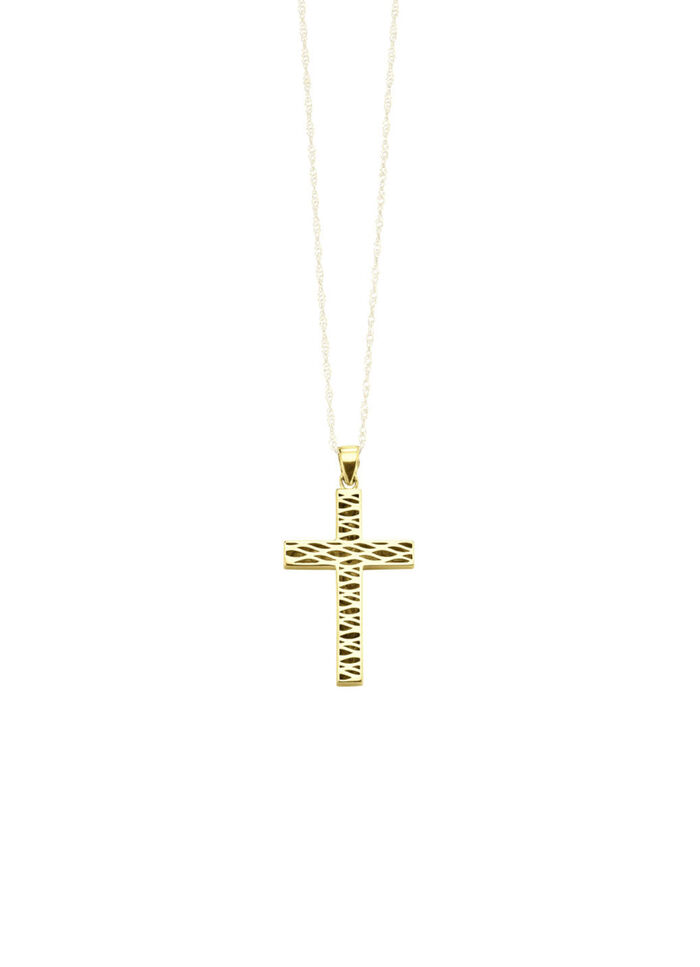 Beidseitig tragbarer Kreuz-Anhänger mit synth. Zirkonia 