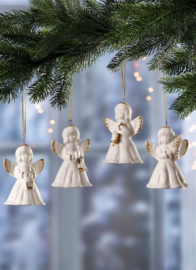 Glockenengel aus Porzellan, 4er-Set 